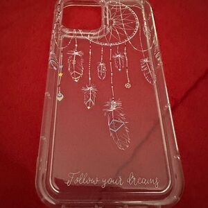 SHEIN Clear Dreamcatcher Feather Phone Case with Gold & Blue Accents